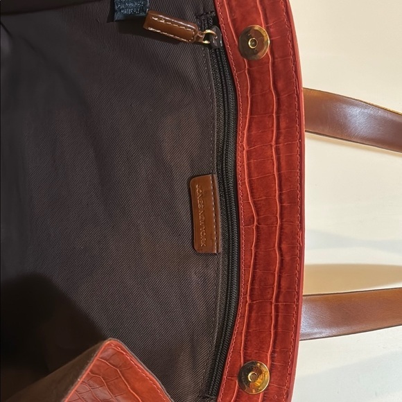 Jones New York Faux Crocodile Terracotta Shoulder Bag with brown straps! - Picture 8 of 13